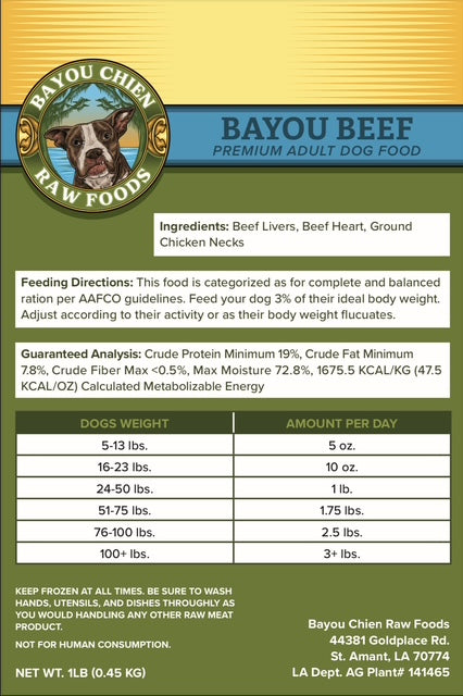 Bayou Beef- Raw Dog Nutrition